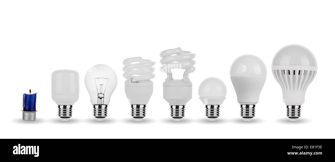 Evolution - Ampoule de LED, l'ampoule fluorescente, lampe au tungstène,  Candle Concept Photo Stock - Alamy