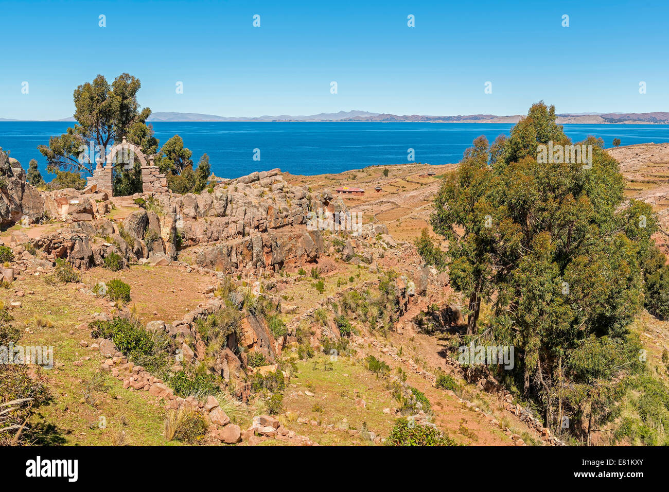 L'île de Taquile ou Intika Island, lac Titicaca, Pérou Banque D'Images