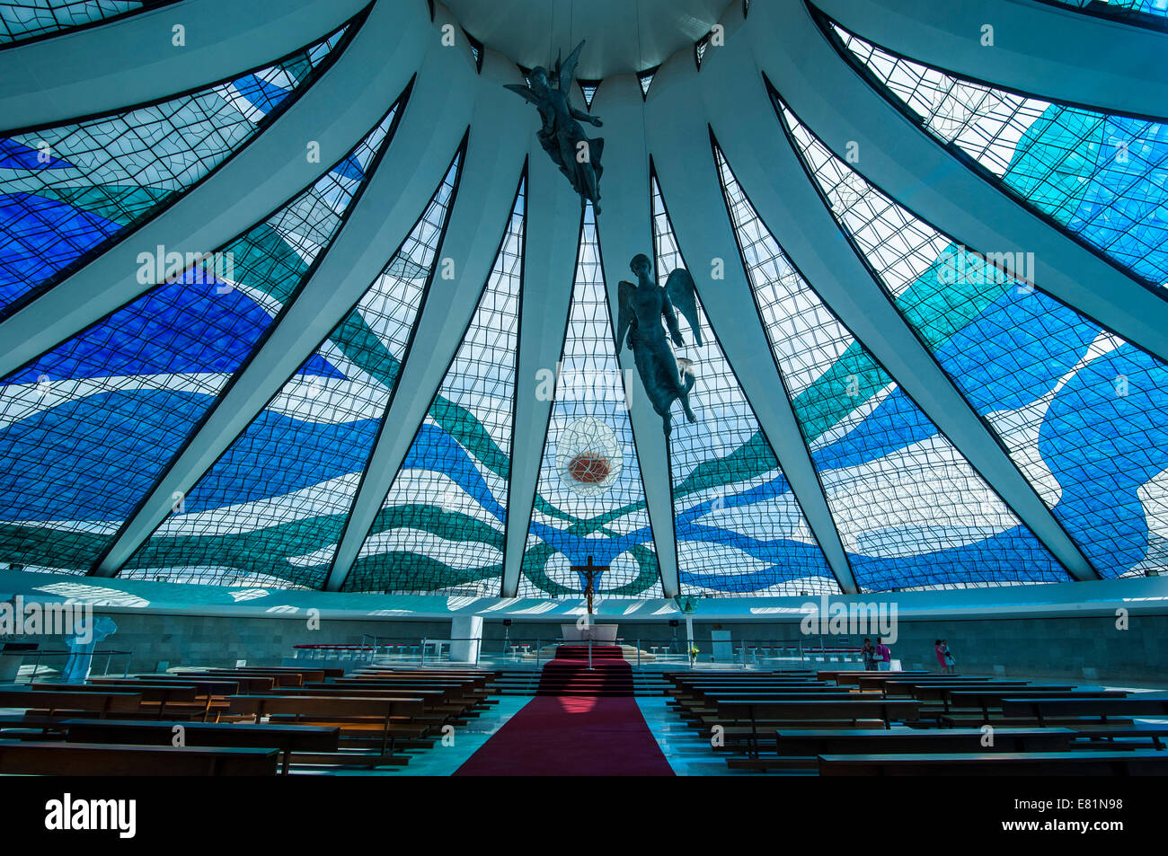 Vitraux dans la Cathédrale Métropolitaine de Brasilia, Brasilia, Brésil Banque D'Images