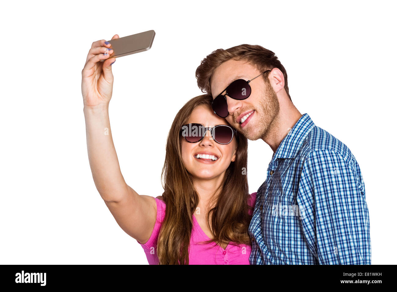 En couple avec selfies smart phone Banque D'Images