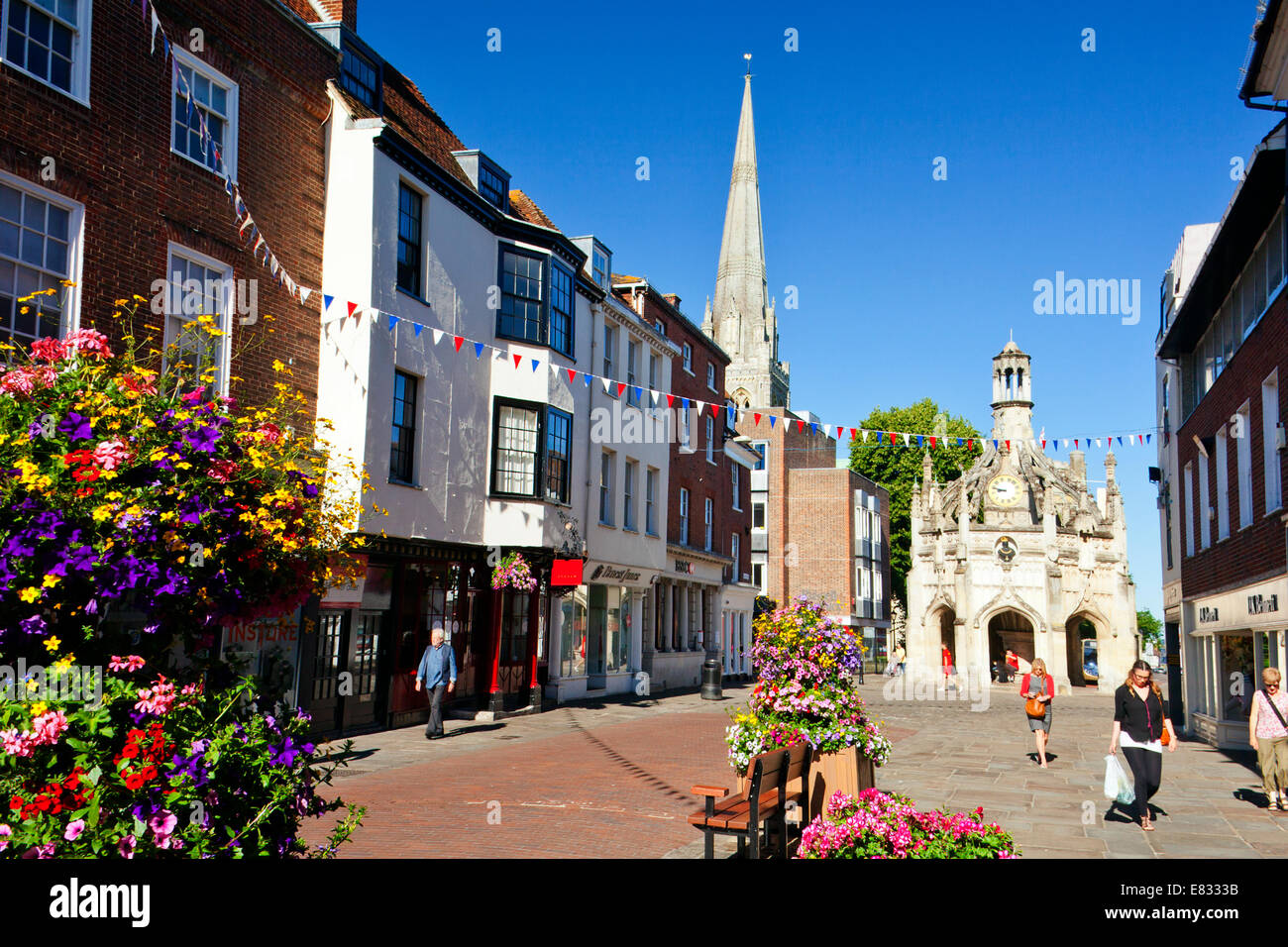 Le marché de la croix de pierre octogonale en 1503 Chichester, West Sussex, England, UK Banque D'Images