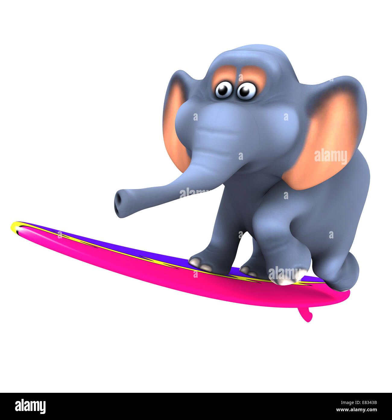 3D render of a cartoon style équitation un surf Banque D'Images