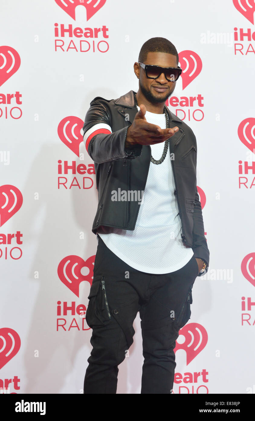 Artiste Usher assiste à l'enregistrement 2014 iHeartRadio Music Festival à Las Vegas Banque D'Images