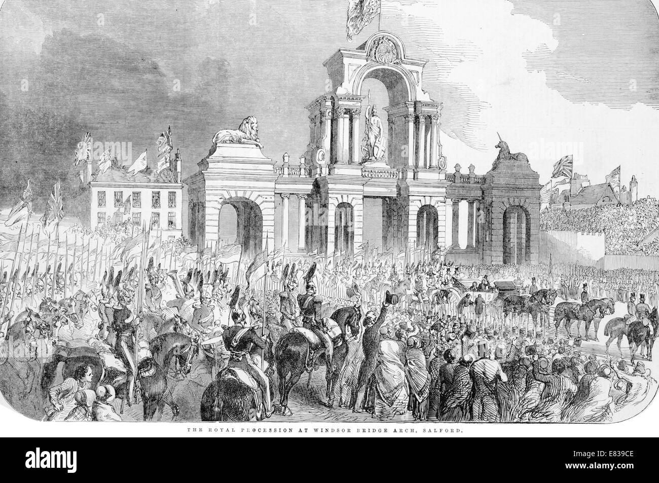 Défilé Royal Windsor Bridge Arch Salford Manchester vers 1885 Banque D'Images