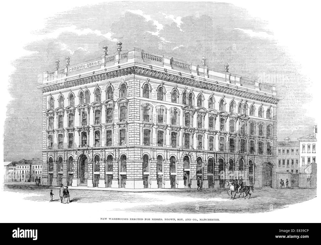 Érigée d'entrepôt pour les fils marron et Manchester Lancashire1853 Banque D'Images