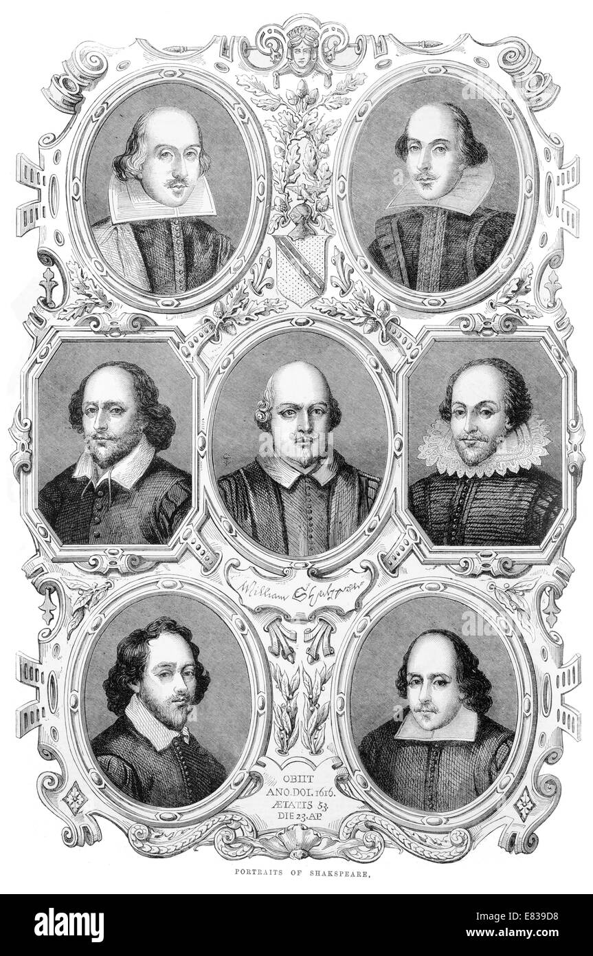 Divers portraits de William Shakespeare 1864 Banque D'Images