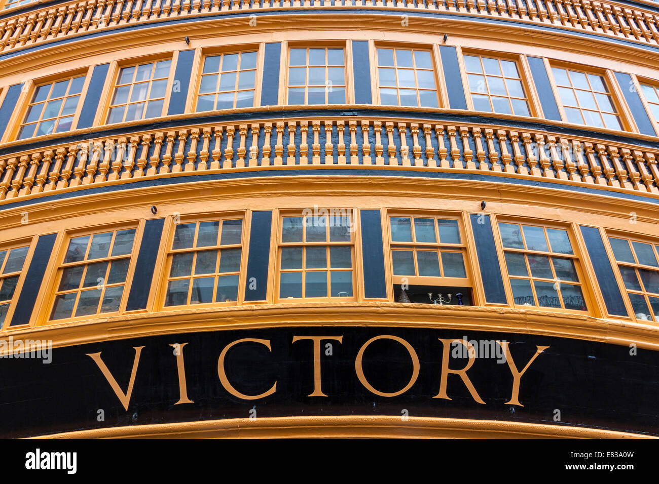 HMS Victory, vaisseau amiral de Nelson, dans la région de Portsmouth. Banque D'Images