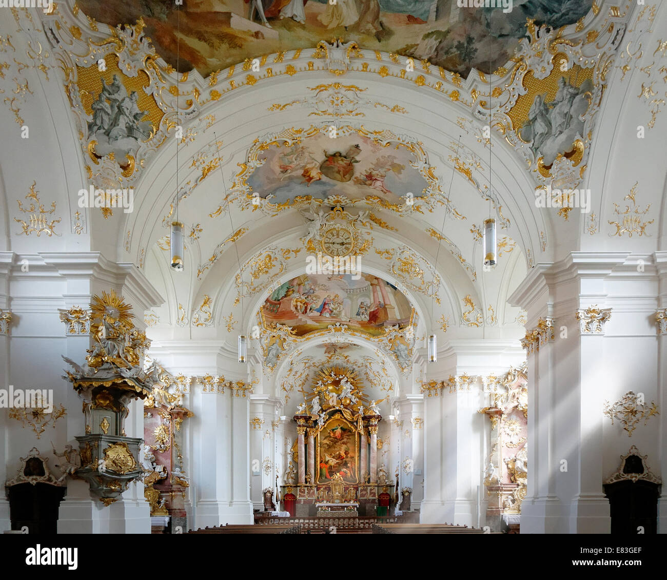 DE BAVIÈRE : Schaeftlarn - intérieur de l'église du monastère (au sud de Munich) Banque D'Images