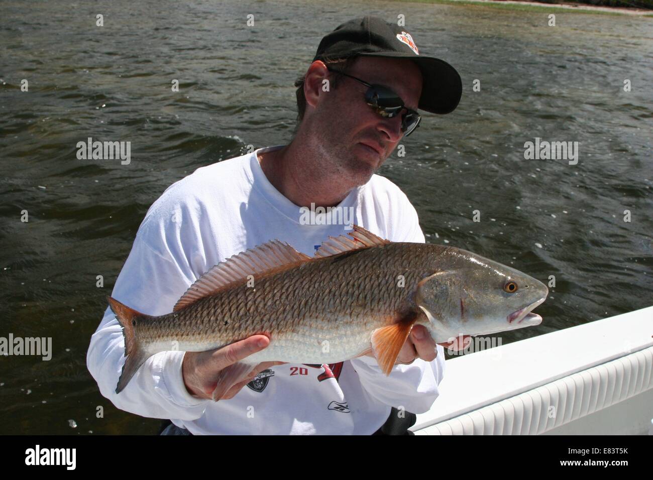 Mar. 20, 2009 - Pas, FL, USA - Nom de fichier : RedfishBobStead.jpg Description : Bob Stead affiche un bon verso sébaste a mangé une sardine. (Crédit Image : © St. Petersburg Times/Zuma sur le fil) Banque D'Images