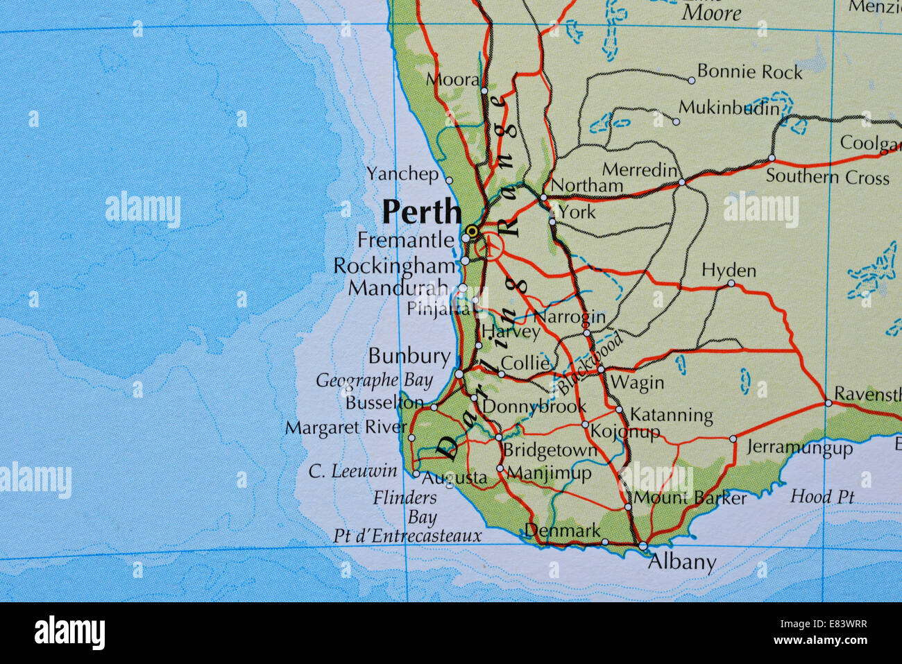 Carte de Perth, Australie Photo Stock - Alamy