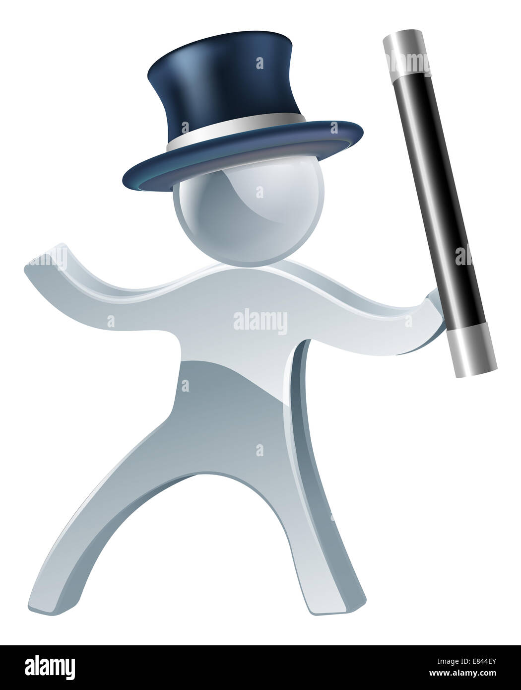 Mascotte magicien homme illustration avec baguette et top hat Banque D'Images