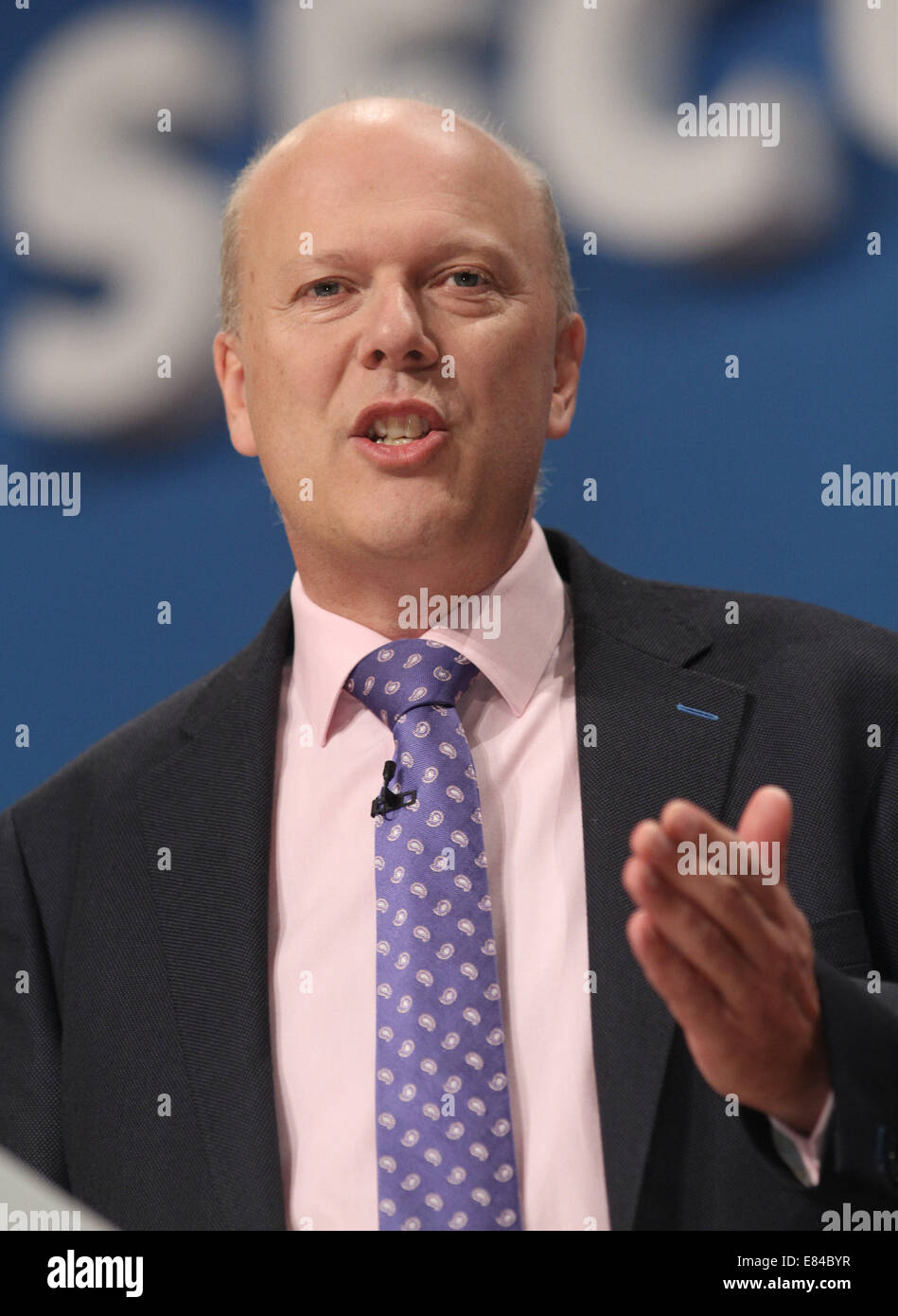 CHRIS GRAYLING MP LORD CHANCELIER ET SECRÉTAIRE 30 septembre 2014 CPI BIRMINGHAM ENGLAND Banque D'Images