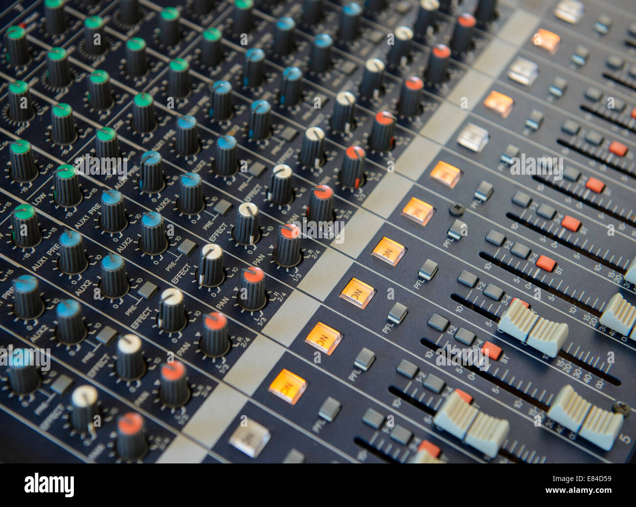 Console de mixage audio Banque D'Images