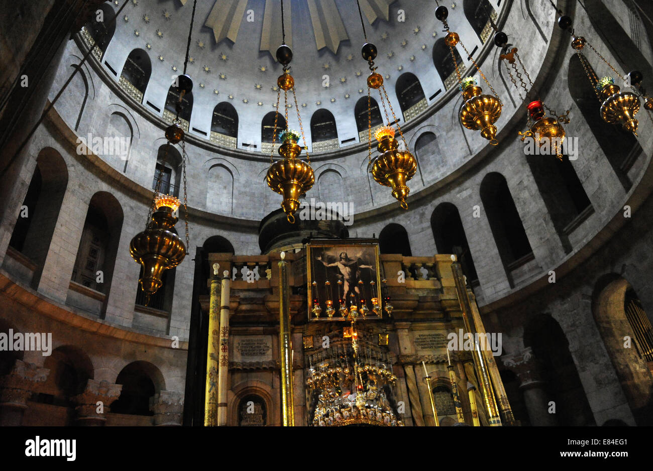 Israël. Jérusalem. Le tombeau du Christ au Saint-Sépulcre. Aedicula. Vieille ville. Banque D'Images