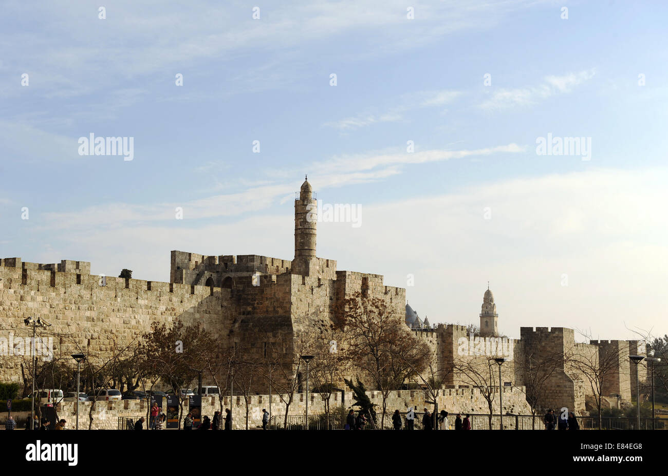 Israël. Jérusalem. Vieille Ville. Les murs de la ville et l'ancienne citadelle avec tour de David, 2e siècle avant J.-C.. Banque D'Images