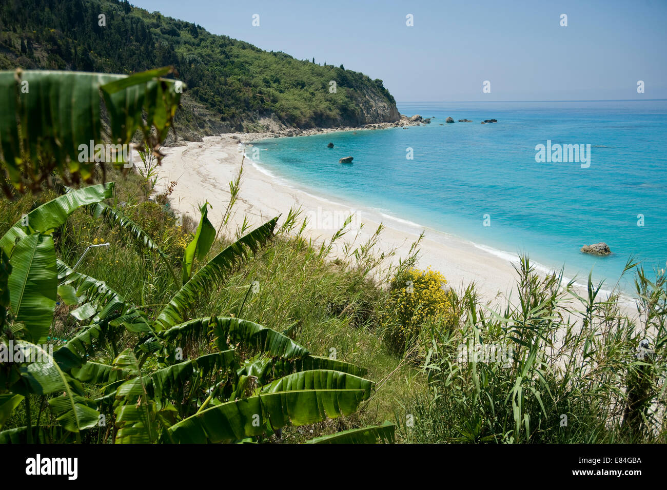 La plage de Kalamitsi sur l'île de Leucade en Grèce Banque D'Images