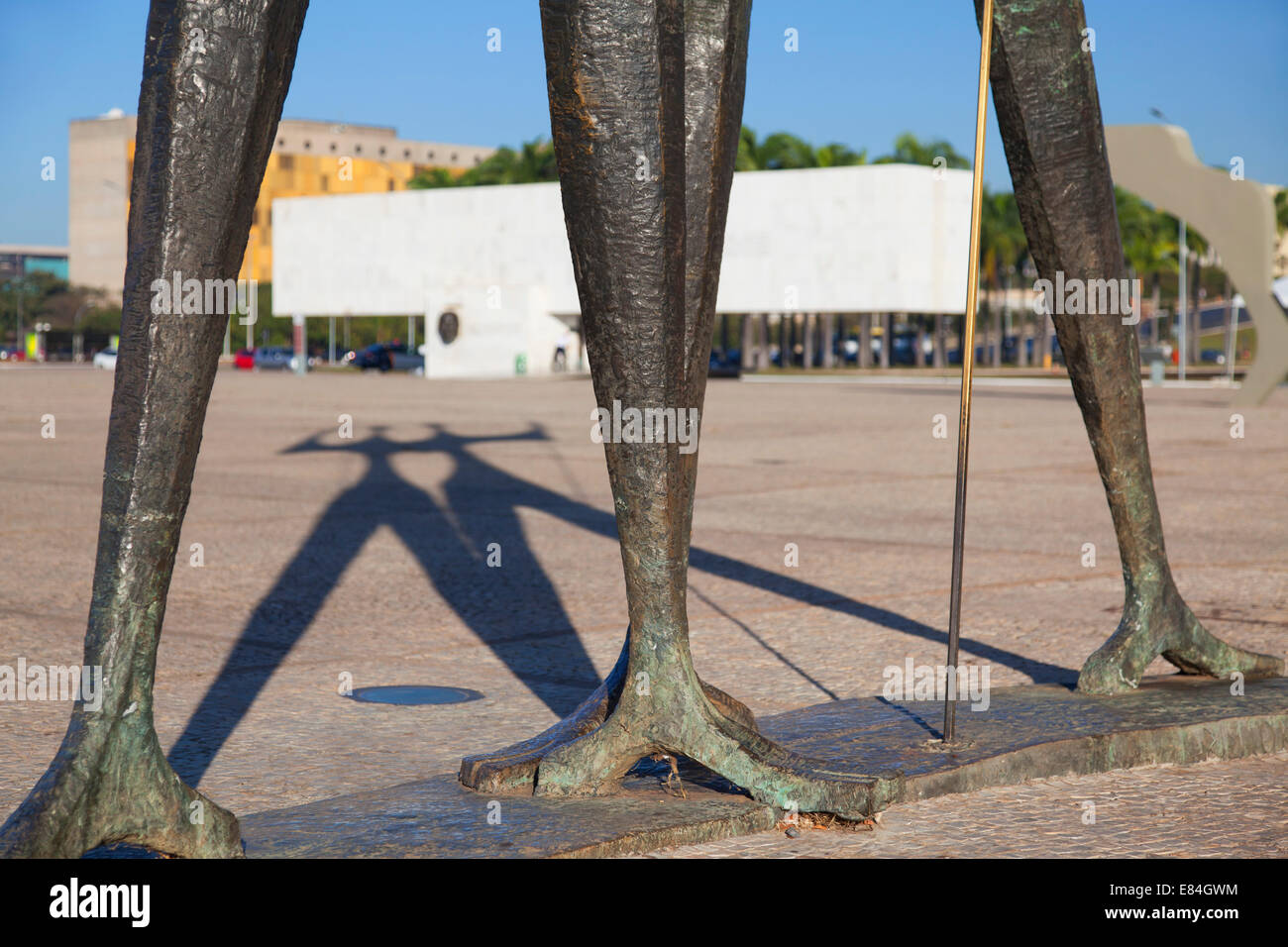Dois Candangos (deux ouvriers) sculpture en trois pouvoirs Square, Brasilia, Brésil, District Fédéral Banque D'Images
