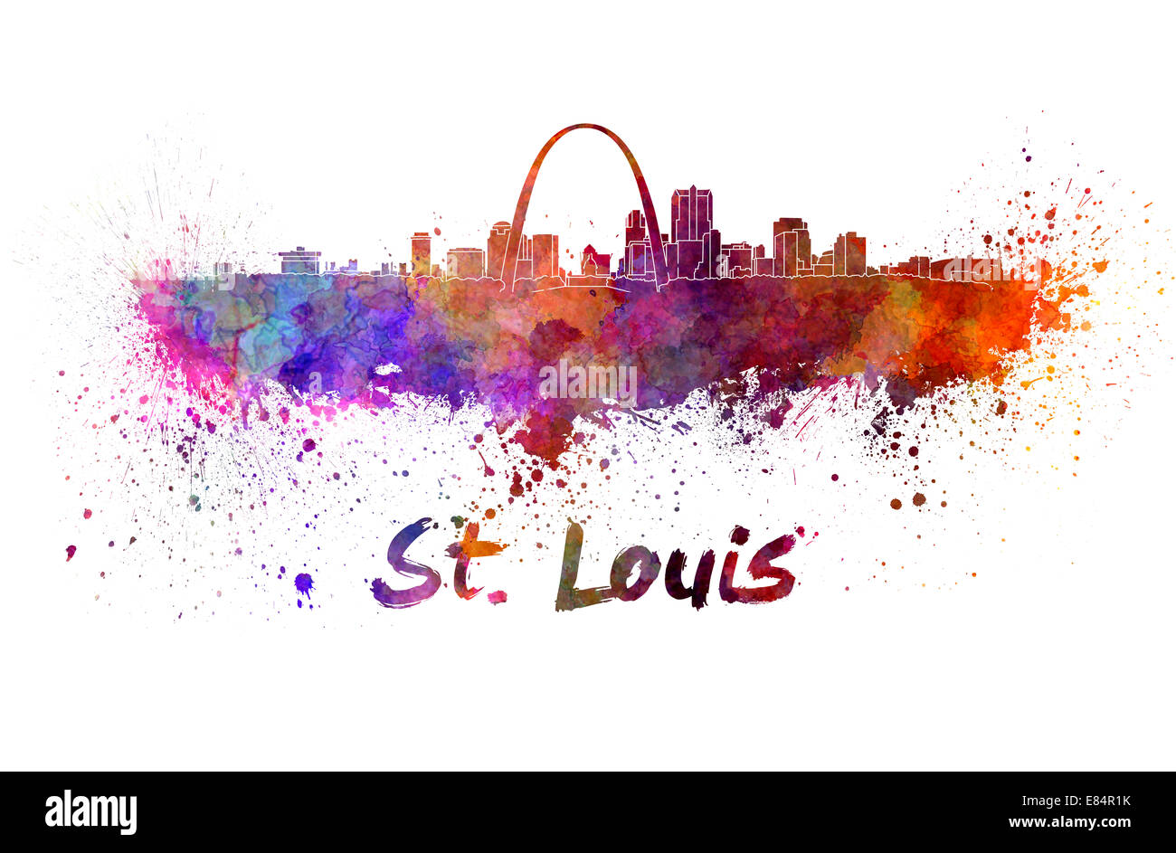 St Louis skyline à l'aquarelle Banque D'Images