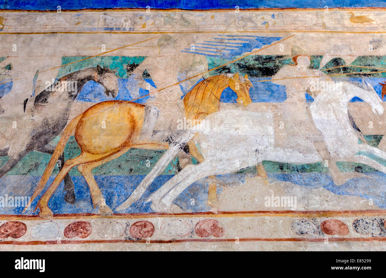 Fresque médiévale Languedoc-Roussillon Aude Carcassonne France Musée Banque D'Images