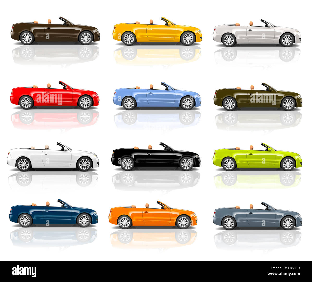 Collection de voitures modernes 3D multicolore Banque D'Images