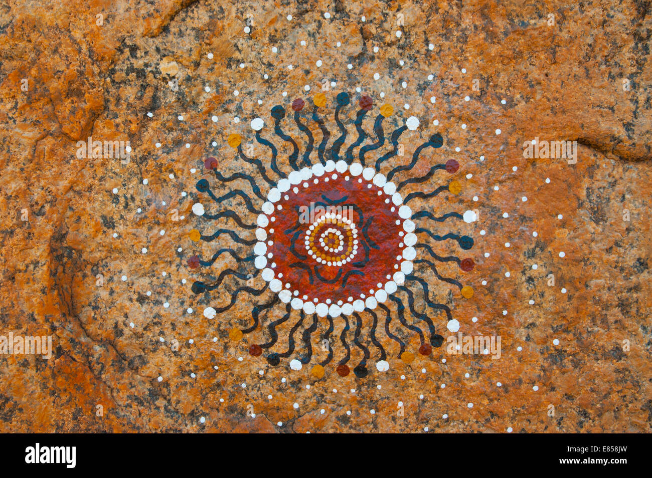 Peinture autochtone, dans les cailloux ou Kunjarra les rochers de granit, Territoire du Nord, Australie Banque D'Images