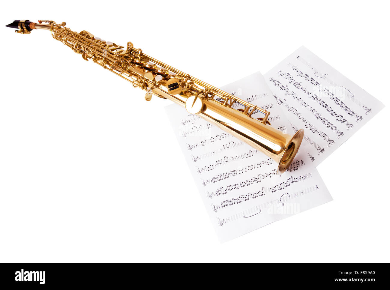 Des notes de musique et saxophone Banque D'Images