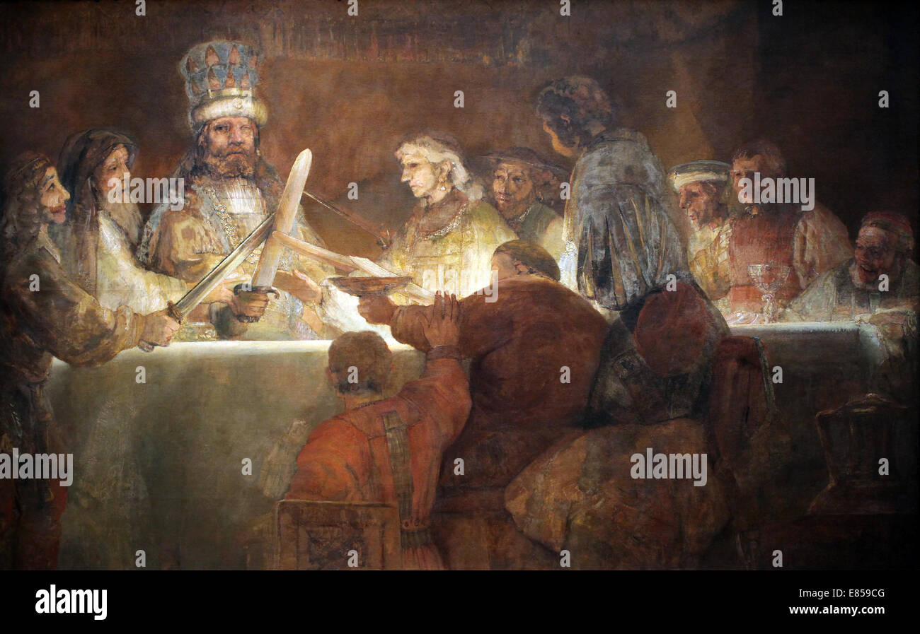 La conspiration des Batavians sous Claudius Civilis. Maître tableau de Rembrandt van Rijn.1606-1669 Banque D'Images