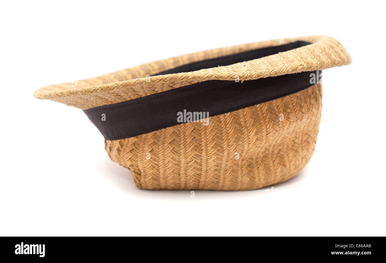Très vieux chapeau de paille panama difformes Banque D'Images