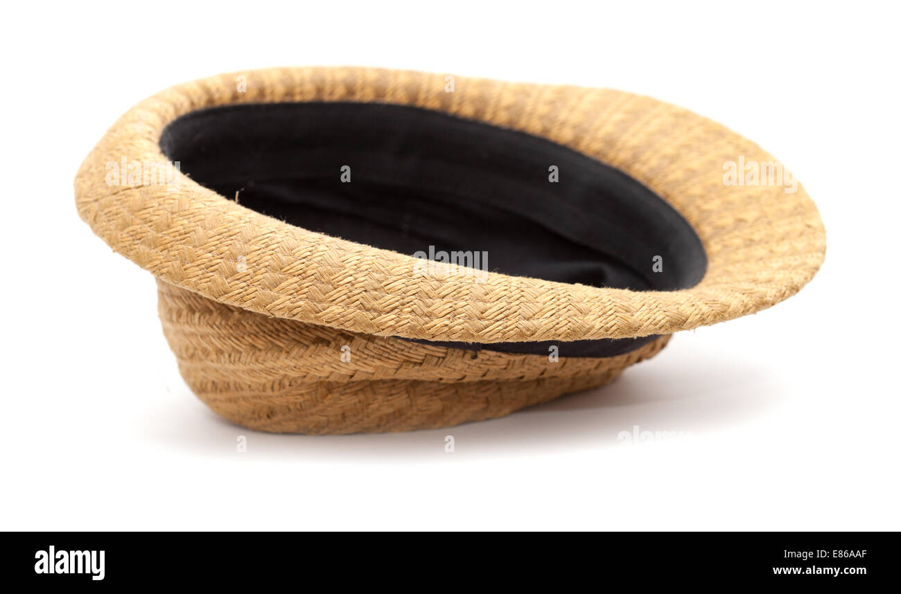 Très vieux chapeau de paille panama difformes Banque D'Images