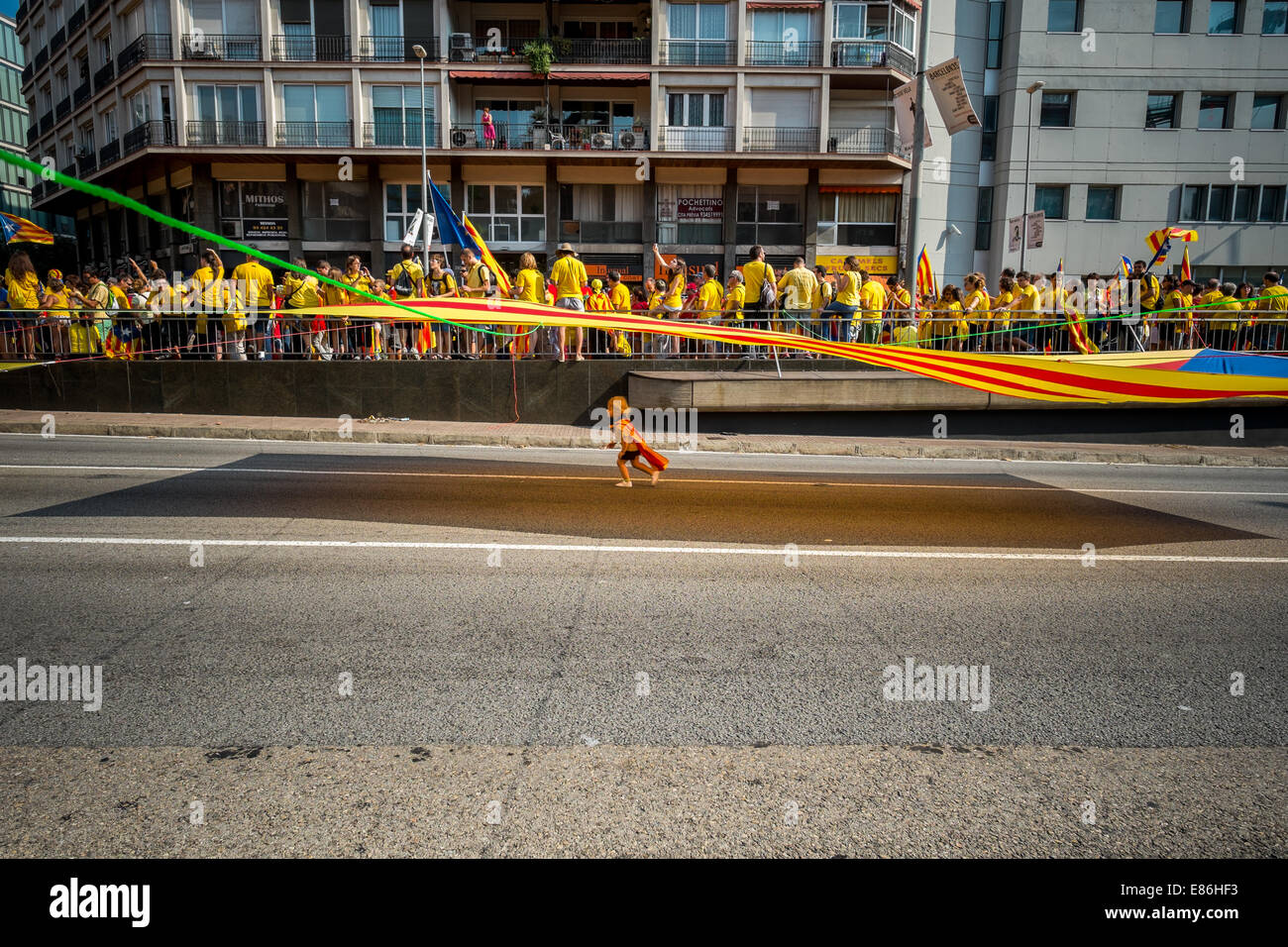 Photos de la marche pour l'indépendance catalane de Barcelone en 11 septembre 2014. Banque D'Images