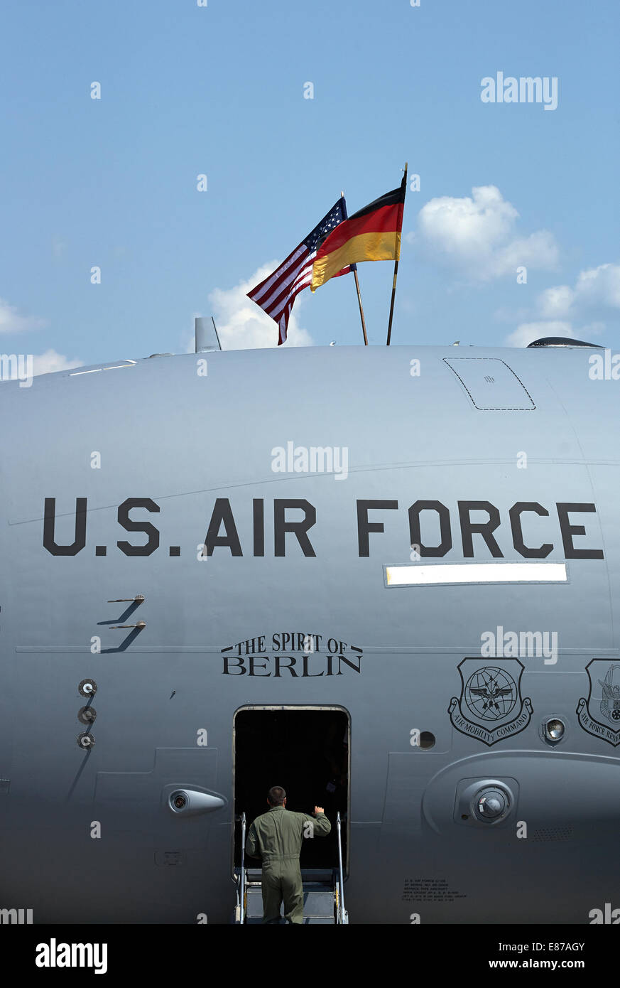 Schönefeld, Allemagne, détail d'un Boeing C-17 à ILA 2014 Banque D'Images