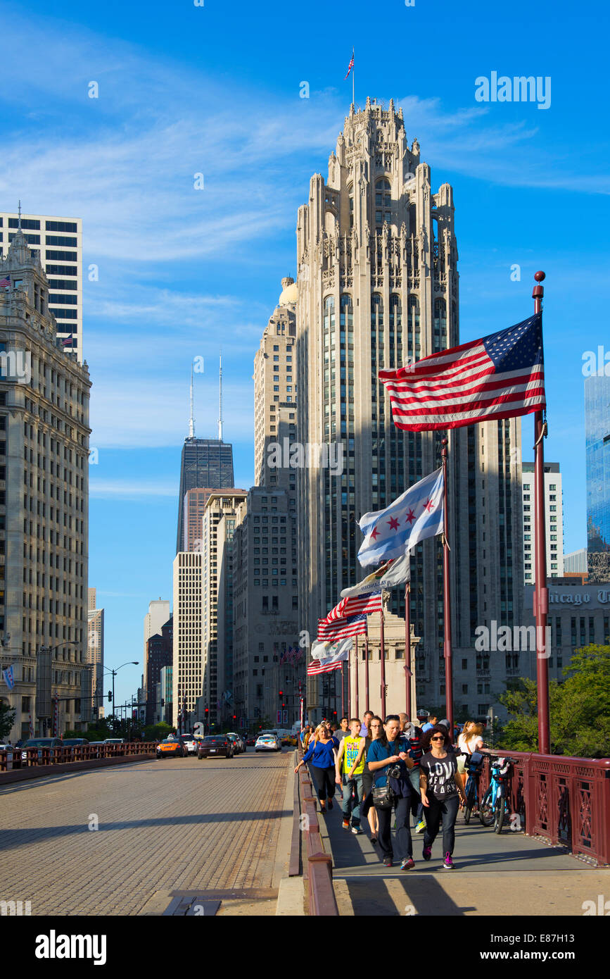 Tribune Tower, Chicago Magnificent Mile, l'avenue du Michigan Banque D'Images