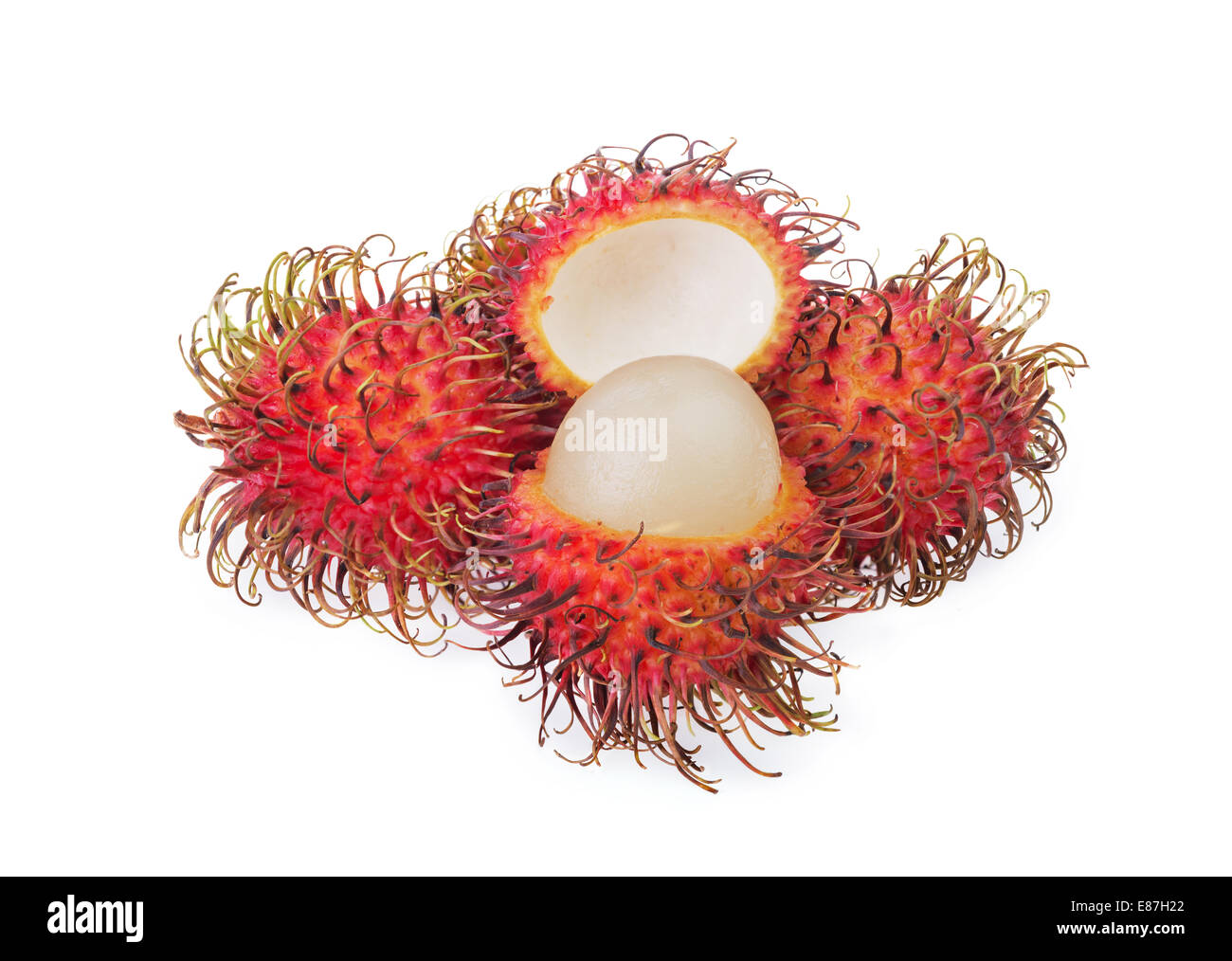 Rambutan fruit frais isolé sur fond blanc Banque D'Images