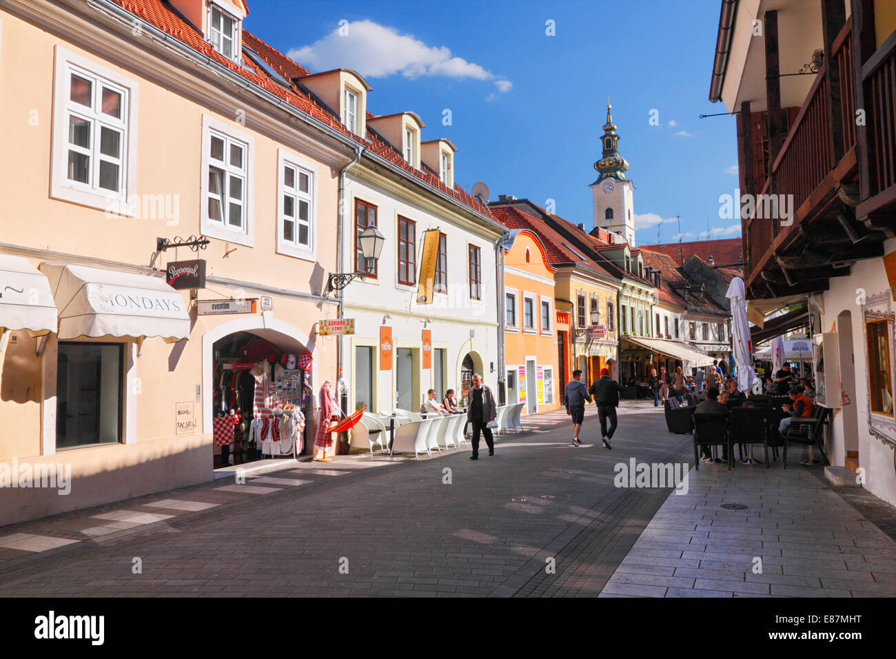 Café rue Tkalciceva, Zagreb Banque D'Images