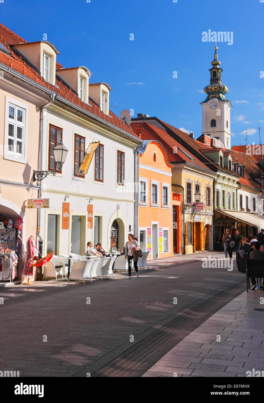 Café rue Tkalciceva, Zagreb Banque D'Images