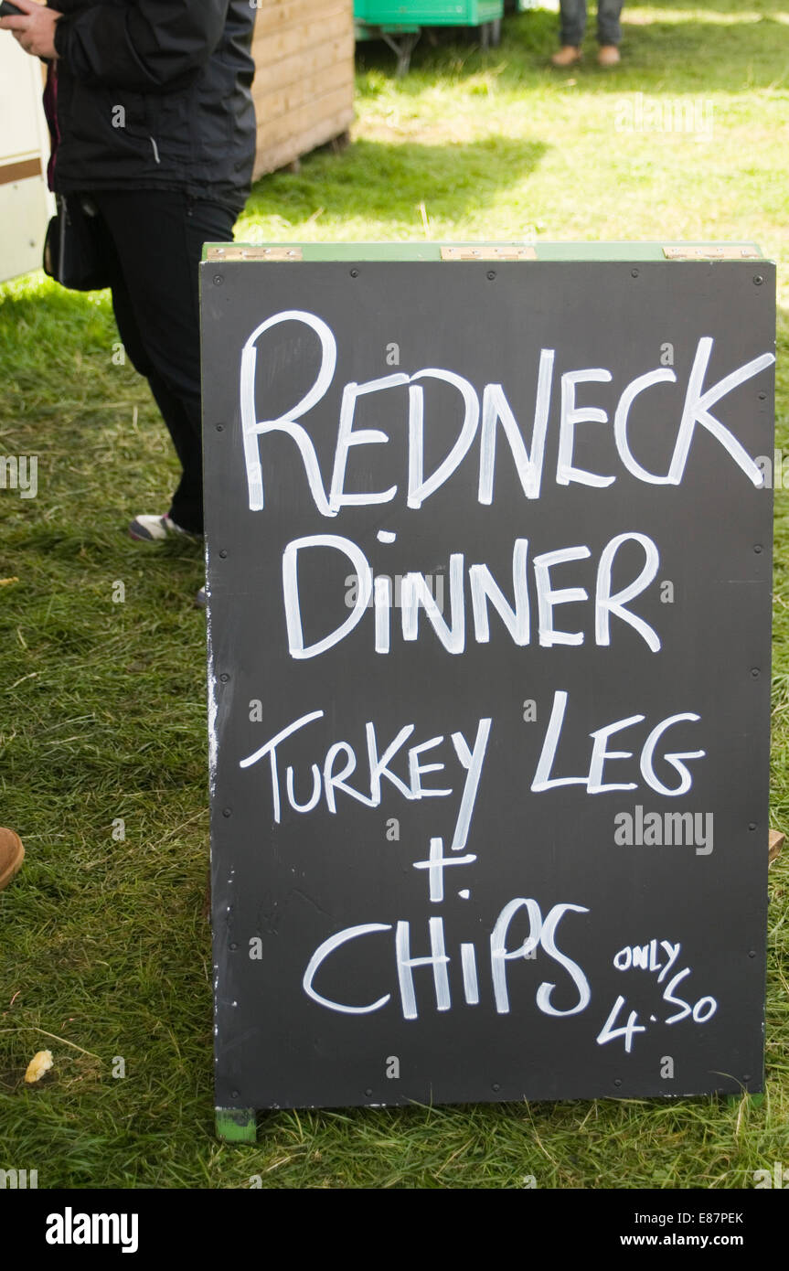 Redneacks redneck dîner nourriture turquie jambes chip van plaquettes Banque D'Images
