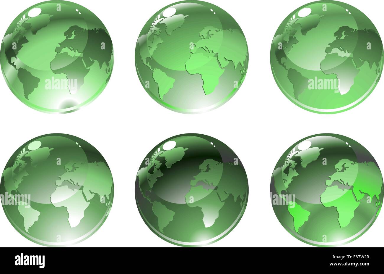 Vector Illustration d'icônes green globe avec différents continents Illustration de Vecteur