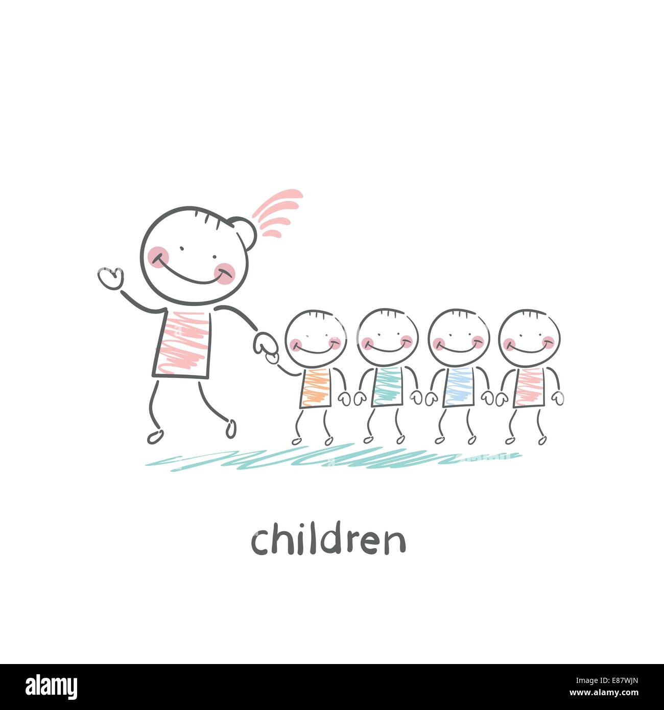 Les enfants et les adultes Illustration de Vecteur