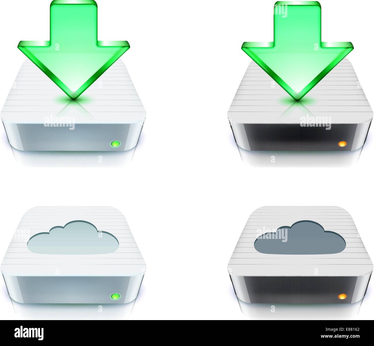 Vector illustration du concept de stockage en nuage et télécharger des icônes avec disque dur externe Illustration de Vecteur