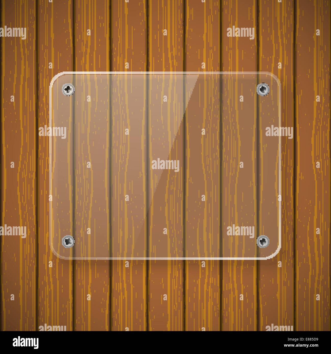 La plaque de verre sur l'arrière-plan de mur en bois Illustration de Vecteur