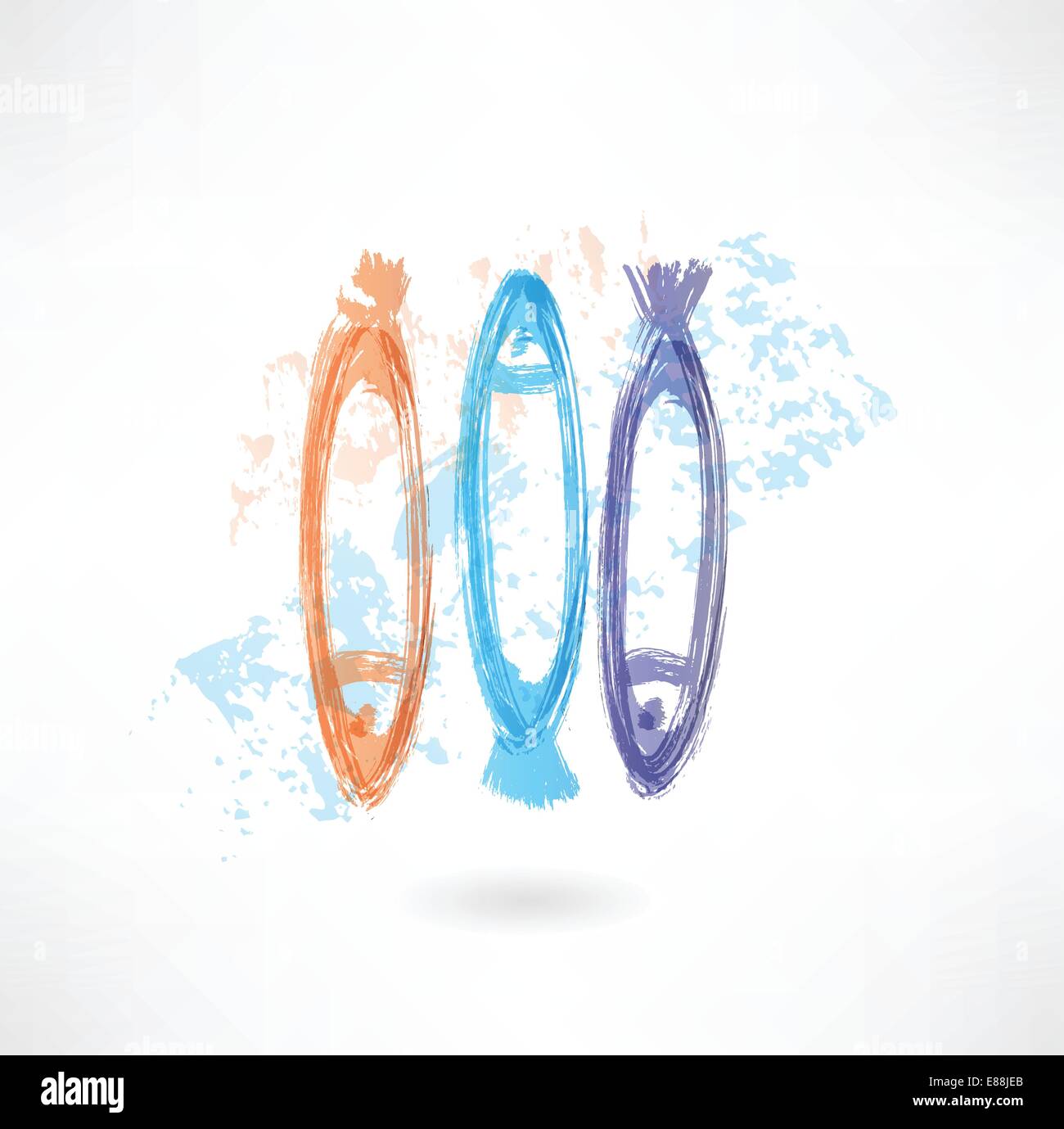 Trois poissons icône grunge Illustration de Vecteur