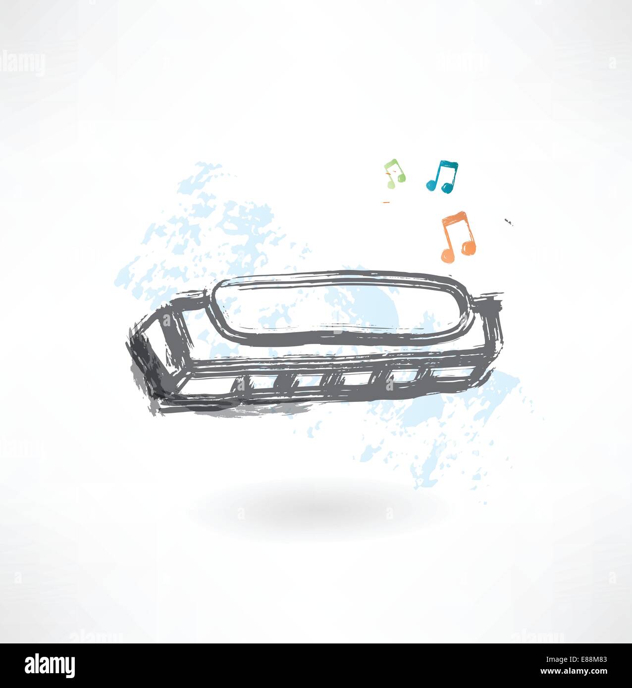 L'icône grunge harmonica Illustration de Vecteur