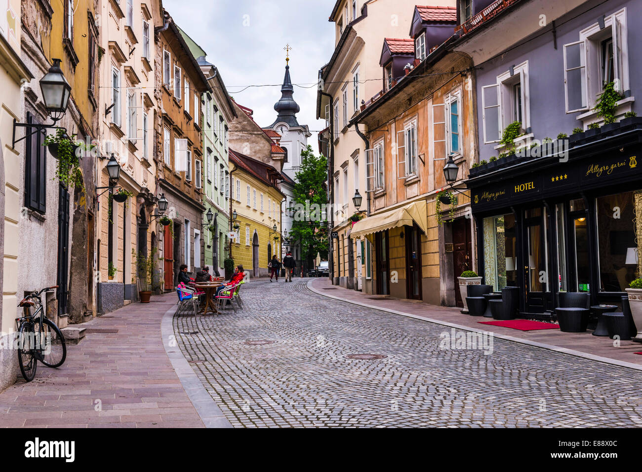 Rue Pavée, Ljubljana, Slovénie, Europe Banque D'Images