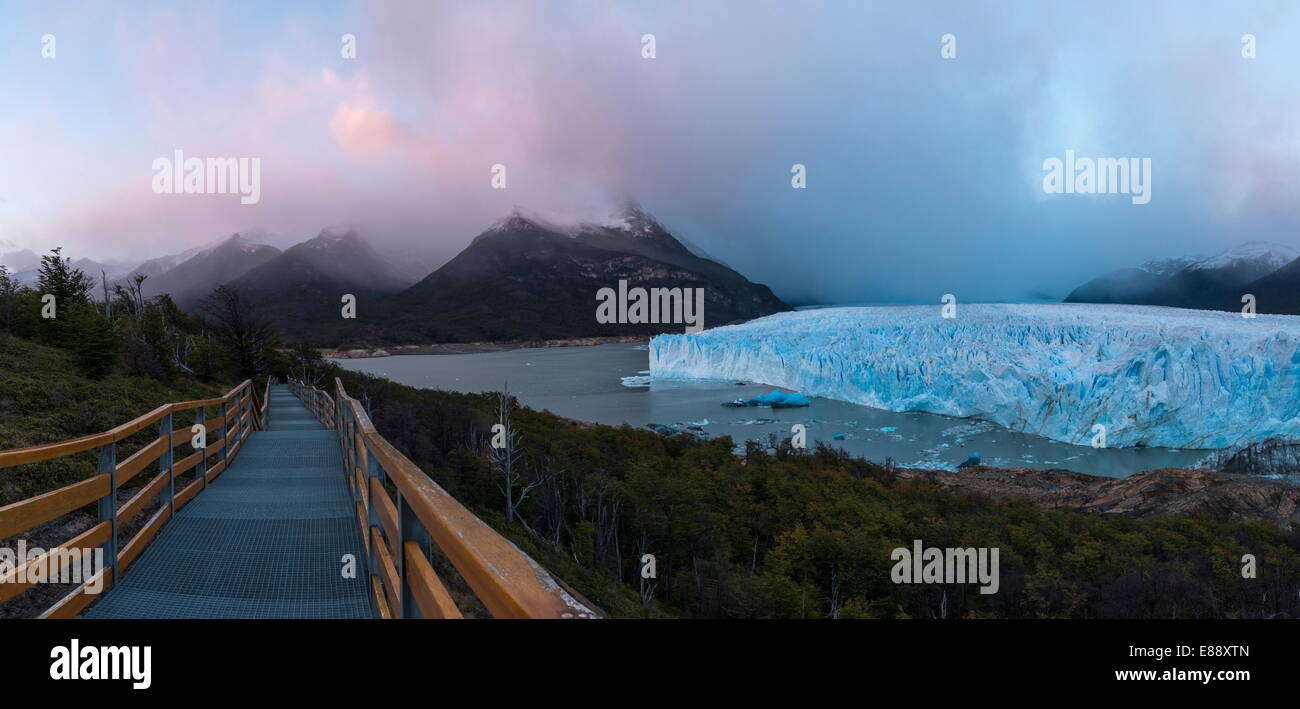 Perito Moreno Glacier à l'aube, le Parc National Los Glaciares, UNESCO World Heritage Site, Patagonie, Argentine, Amérique du Sud Banque D'Images