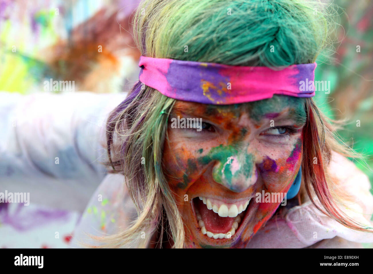 Photo par Chris Bull festival Holi célébrations dans Platt Fields Park , Falowfield . Photo Banque D'Images