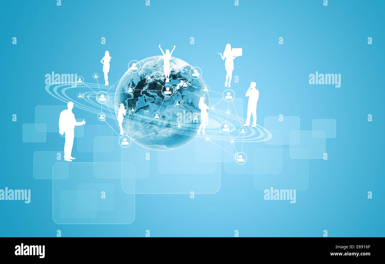 La terre avec des silhouettes d'hommes d'affaires Banque D'Images La terre avec des silhouettes d'hommes d'affaires Banque D'Images