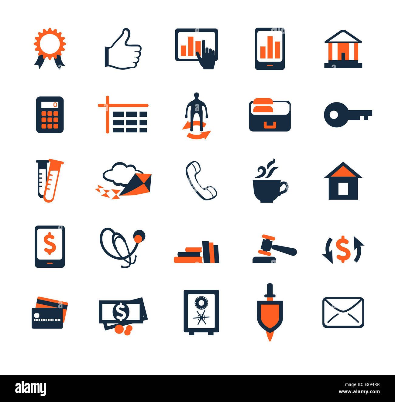 Business icon set. Finances, marketing, e-commerce. Modèle plat Banque D'Images