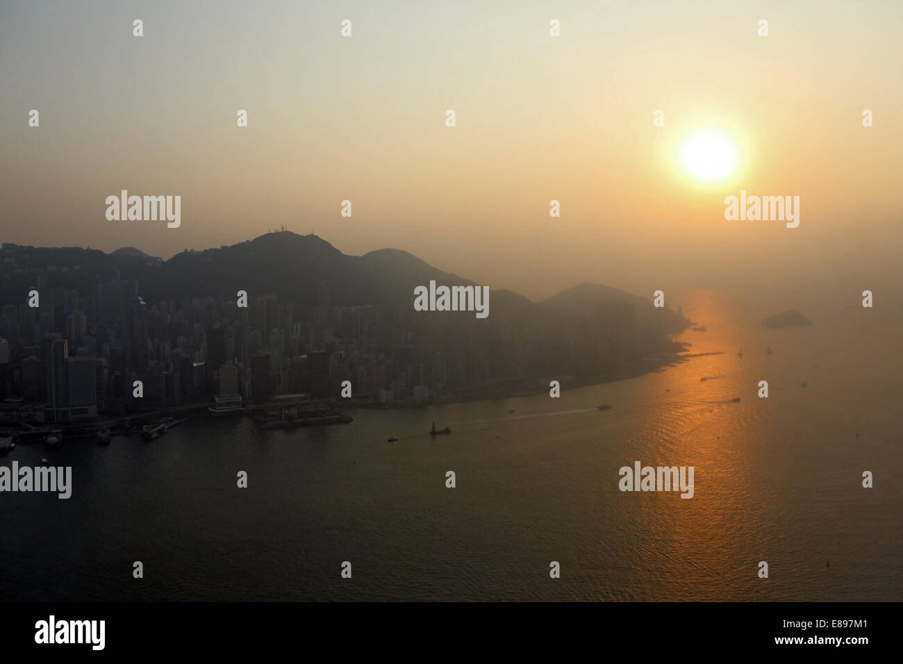 Hong Kong, Chine, coucher de soleil sur Hong Kong Islande Banque D'Images