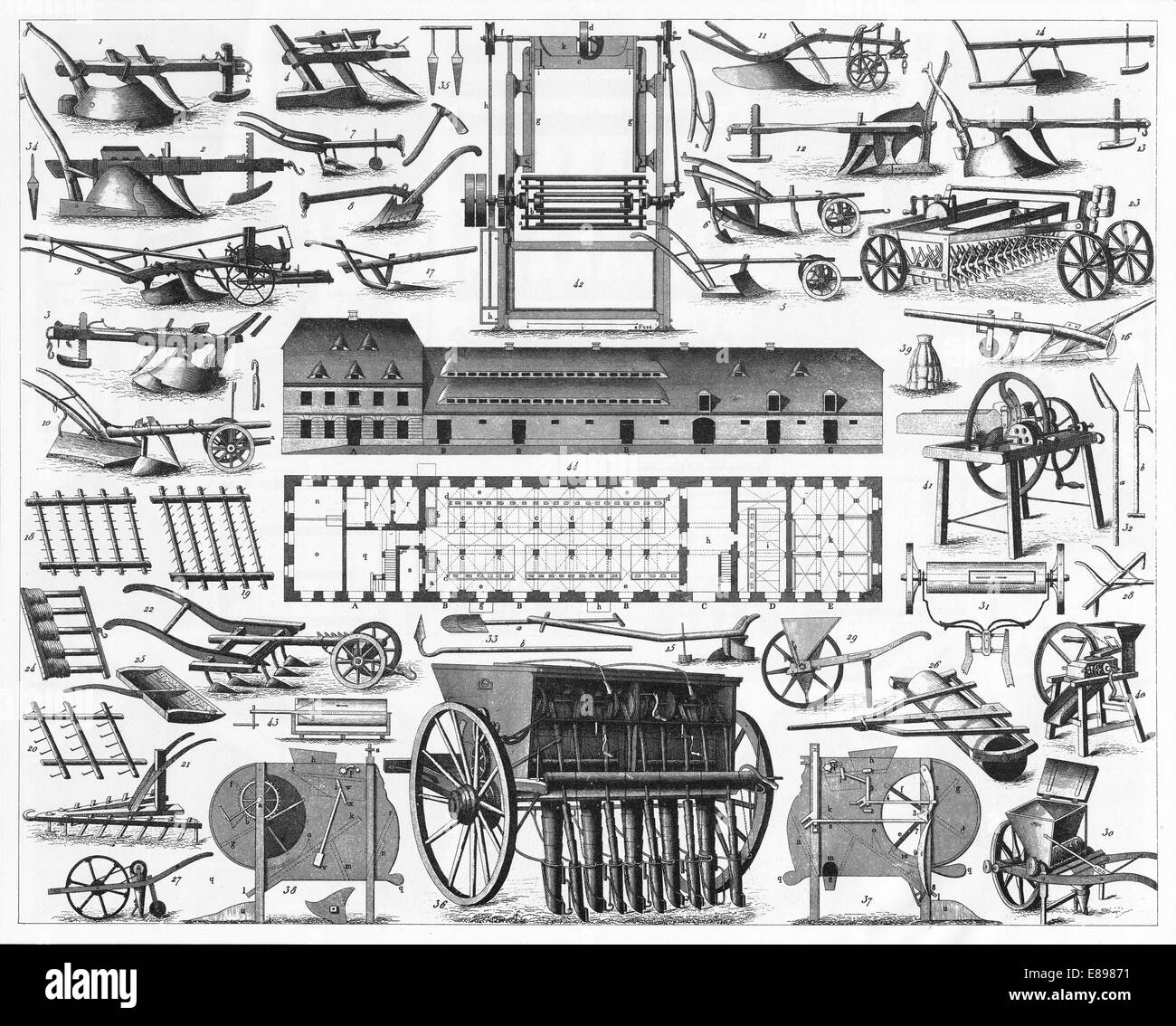 Illustrations gravées de l'Agriculture de l'encyclopédie iconographique de la science, de la littérature et l'Art, publié en 1851. Banque D'Images
