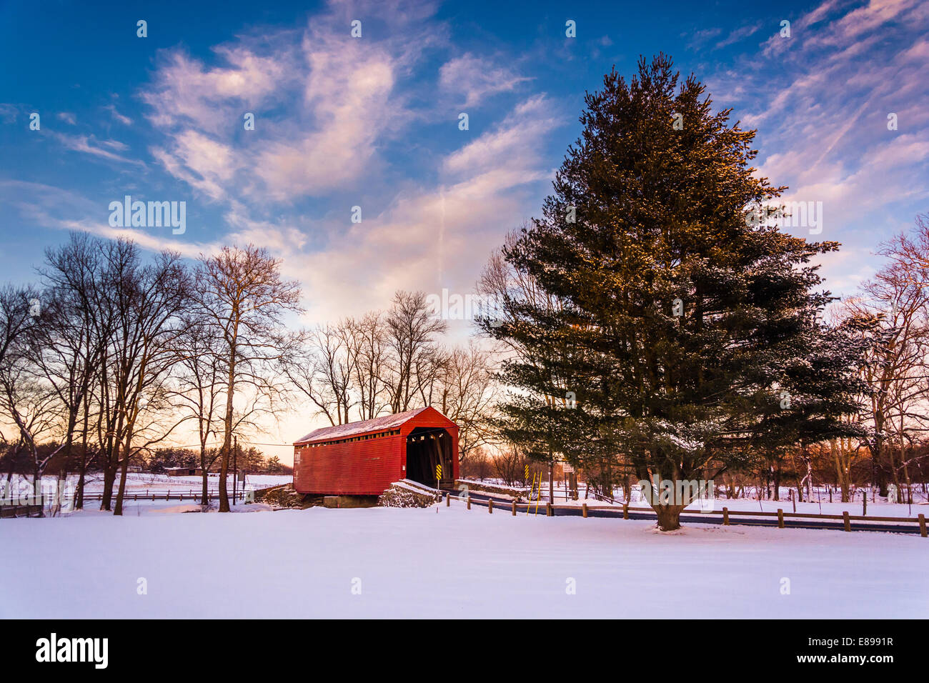 Loy's Station pont couvert, dans le comté de Frederick, Maryland. Banque D'Images